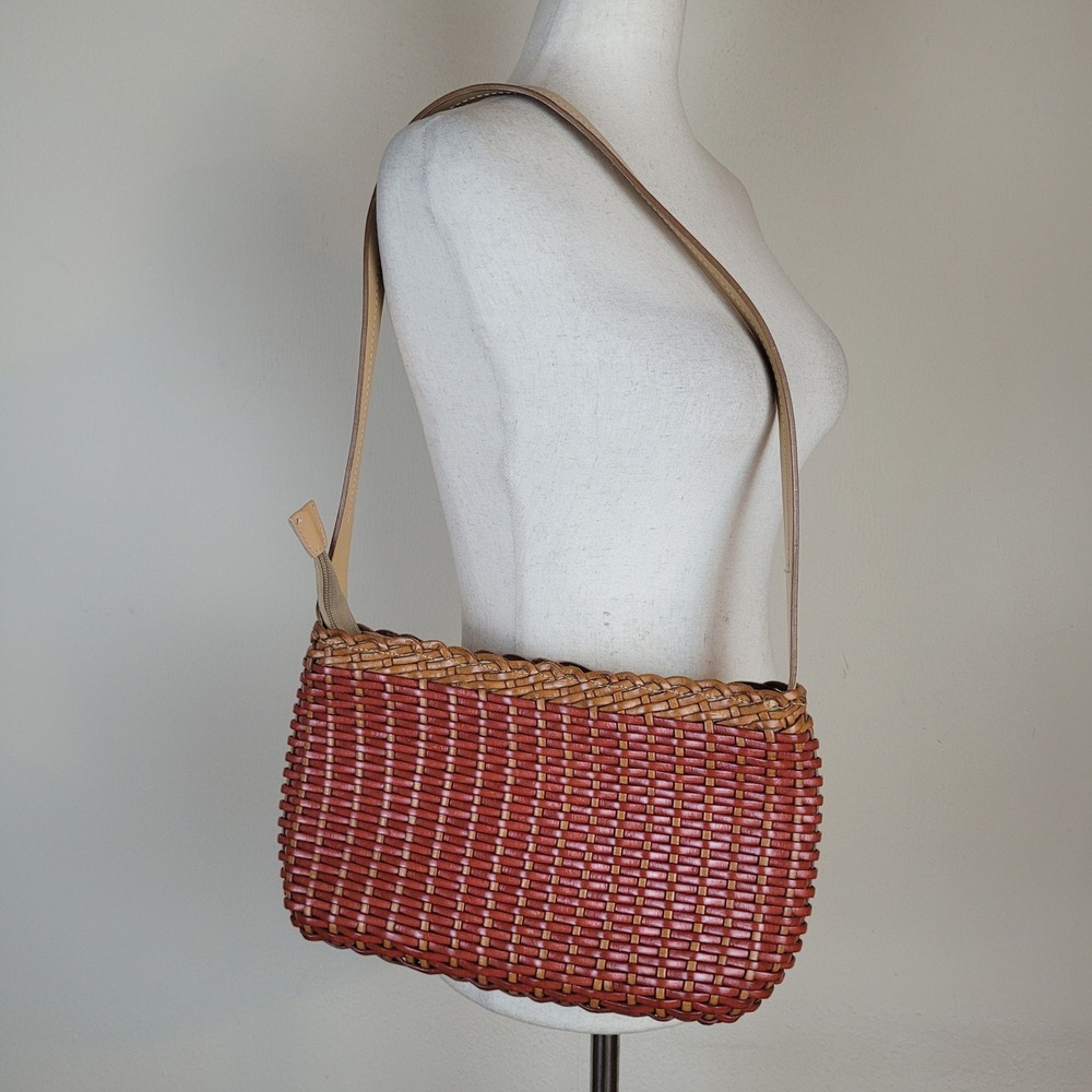 Vintage Ellepi Bag Small Red Woven Leather Handmade Italy Shoulder Boho Resort